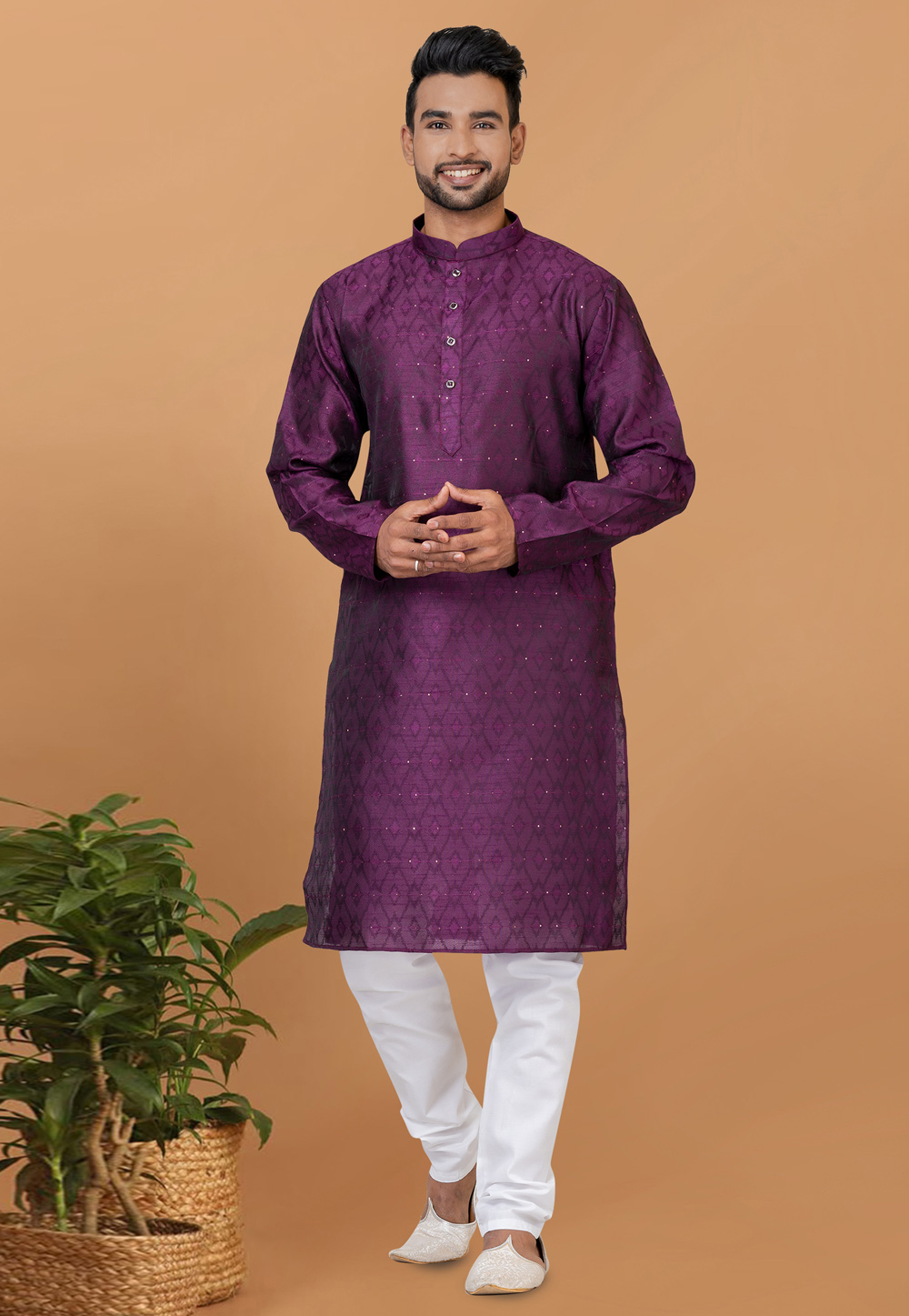 Purple Silk Kurta Pajama 276141