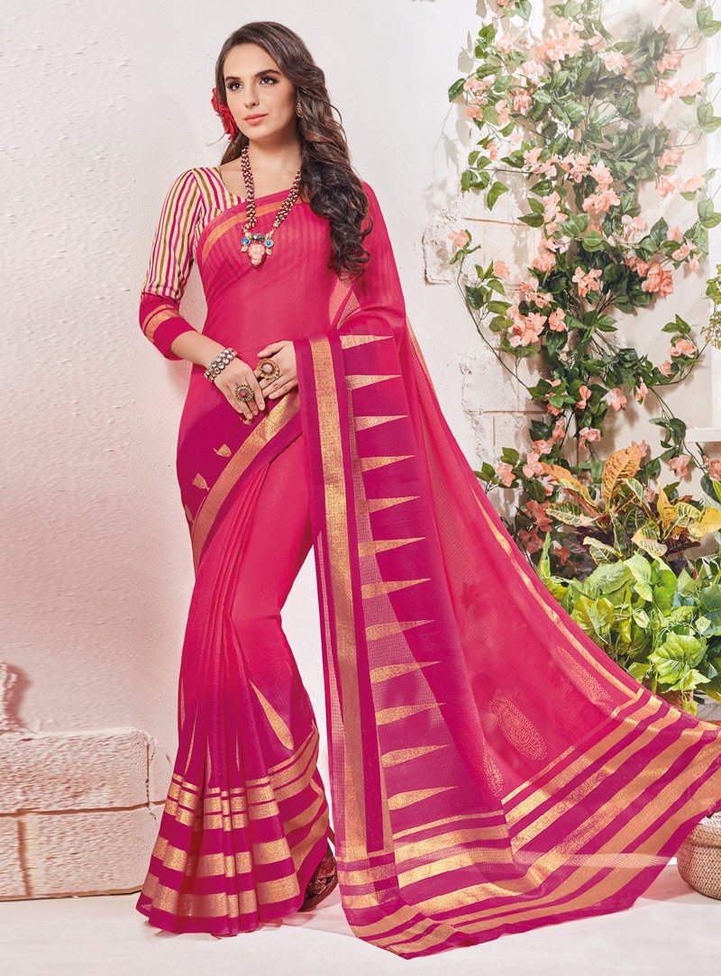 Pink Art Silk Saree With Blouse 97543