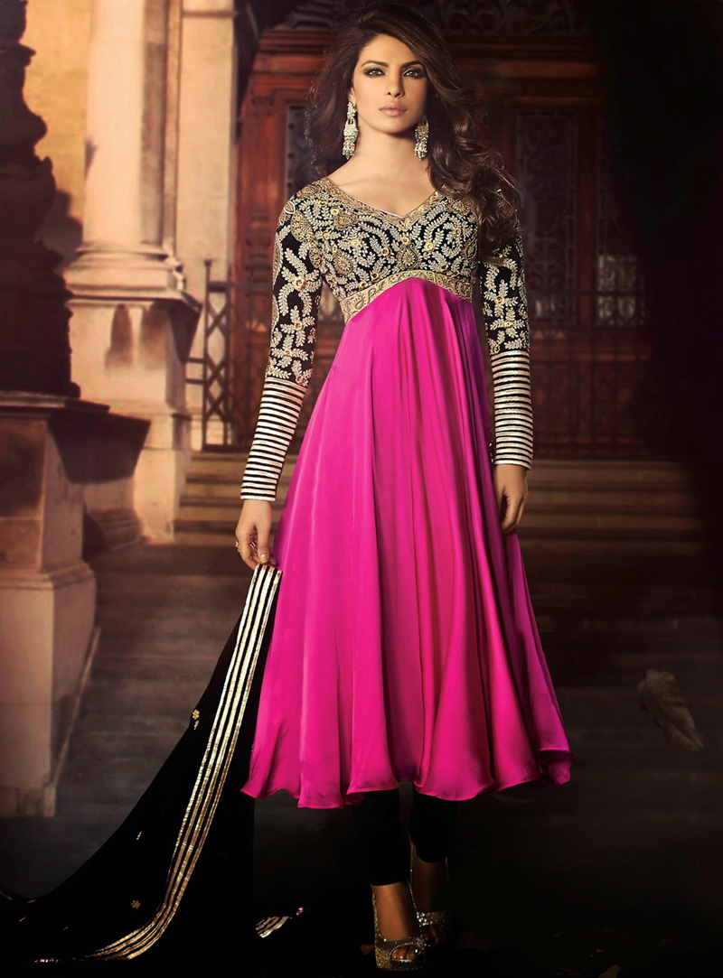 Priyanka Chopra Pink Faux Georgette Designer Salwar Kameez 35376