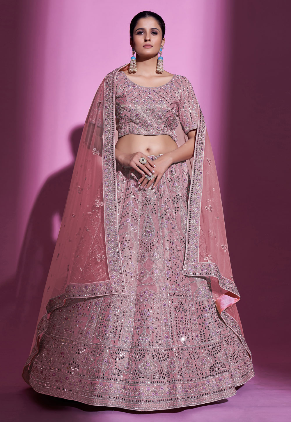 Pink Silk A Line Lehenga Choli 261210