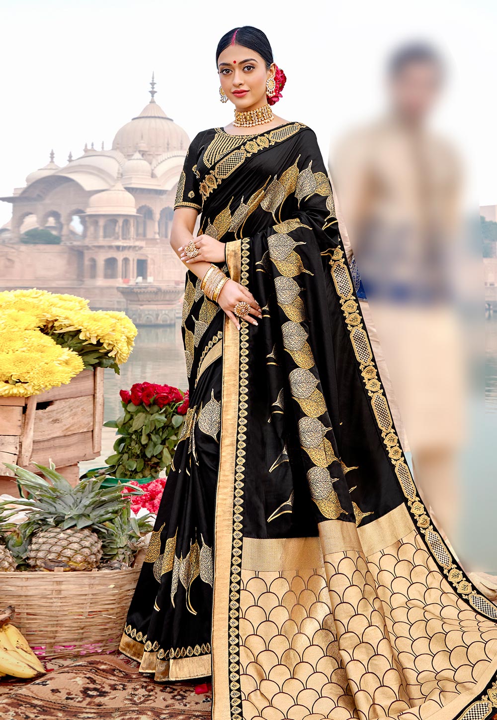 Black Banarasi Silk Festival Wear Saree 209089