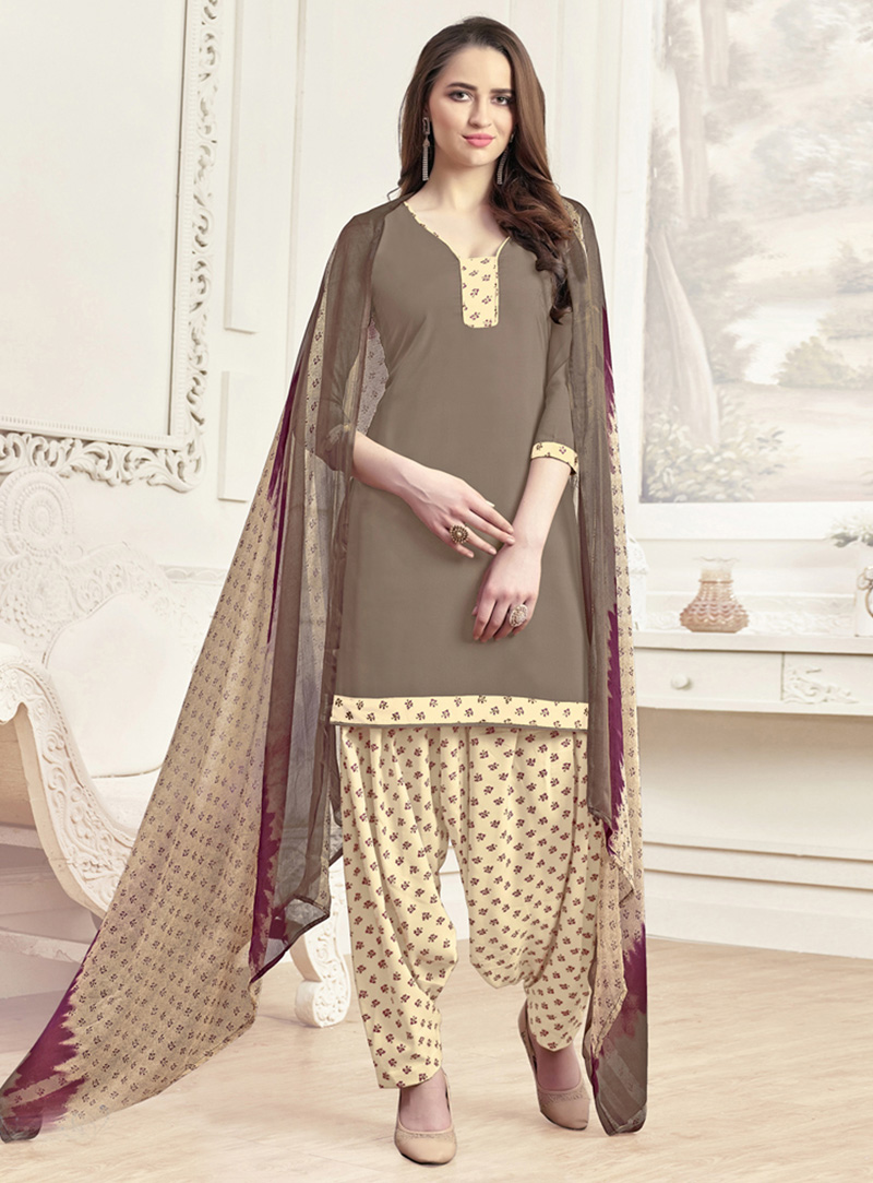 Light Brown Crepe Punjabi Suit 131168