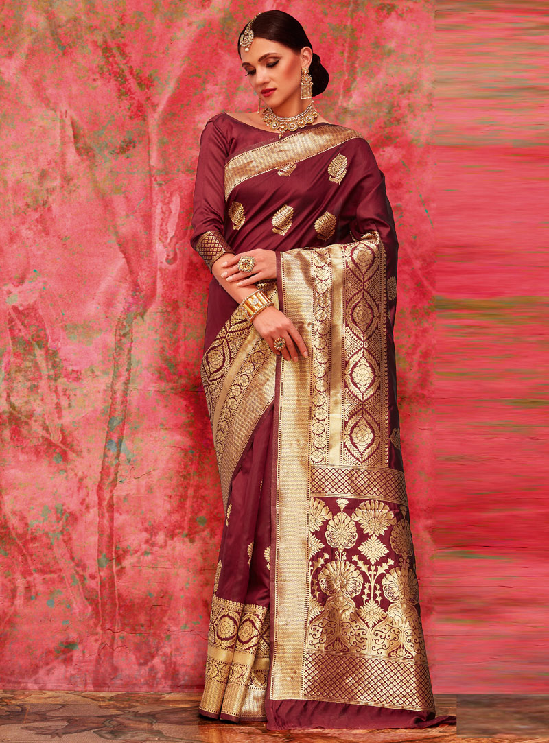 Maroon Silk Festival Wear Saree 116690