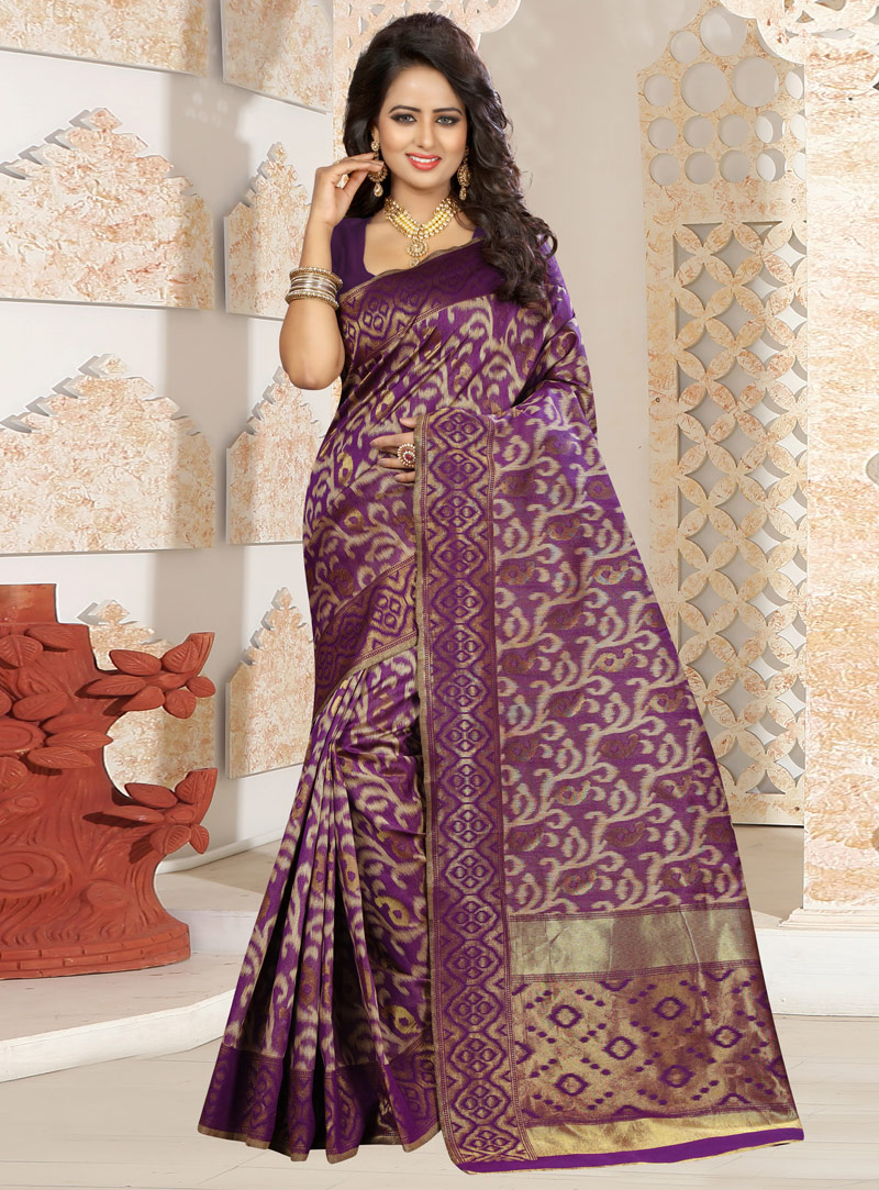 Purple Silk Festival Wear Saree 104777