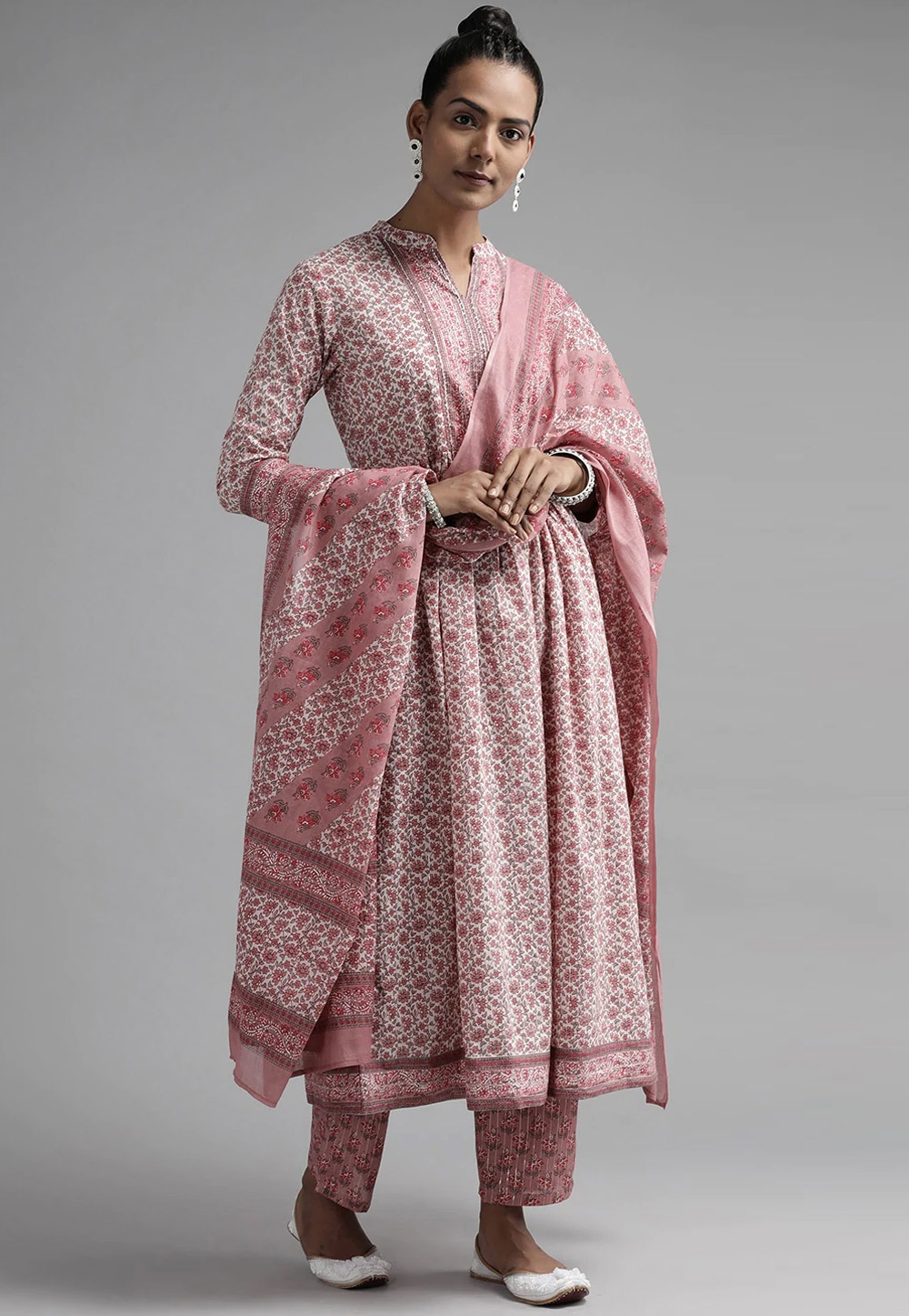 Pink Cotton Readymade Kameez With Pant 240462