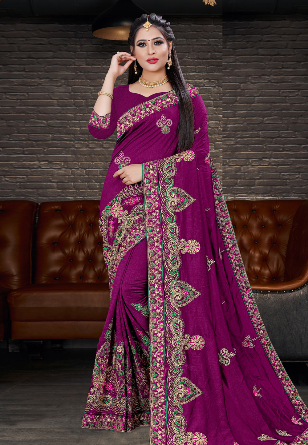 Magenta Silk Festival Wear Saree 210994