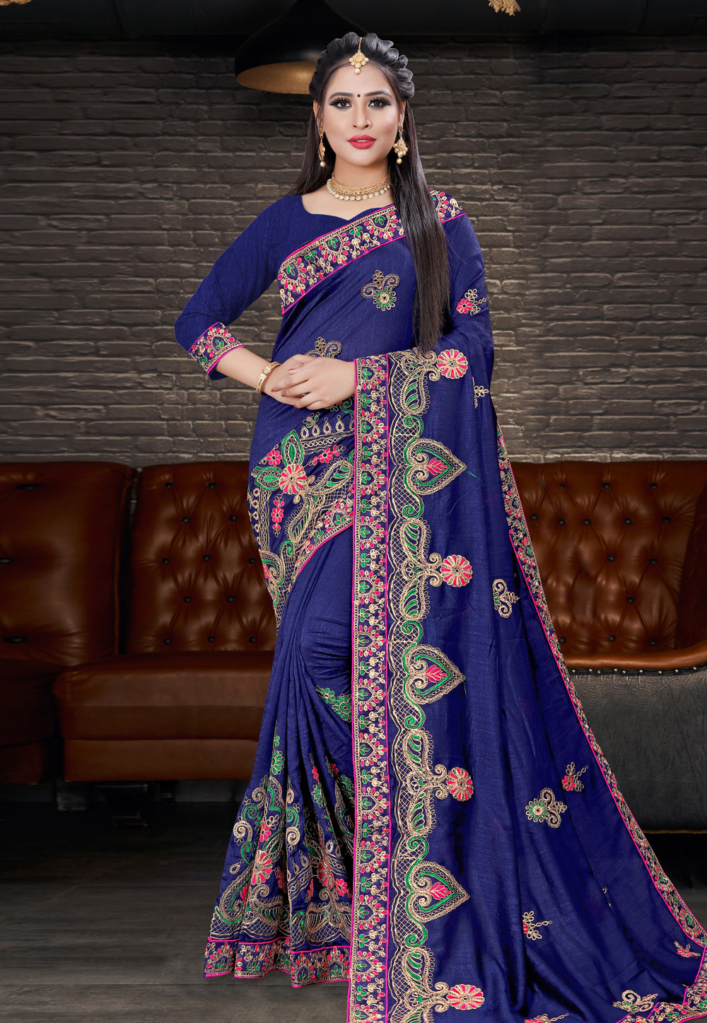 Blue Silk Festival Wear Saree 211000