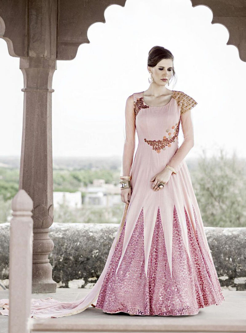 Pink Viscose Floor Length Anarkali Suit 63648