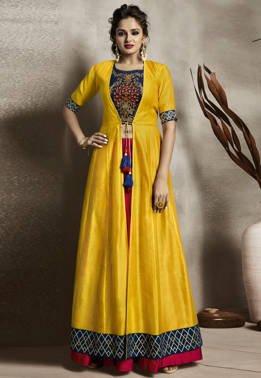Yellow Banglori Silk Readymade Designer Lehenga With Jacket 155981