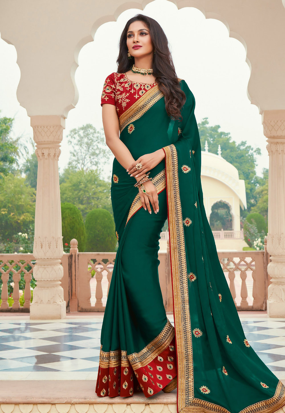 Green Silk Festival Wear Saree 233337