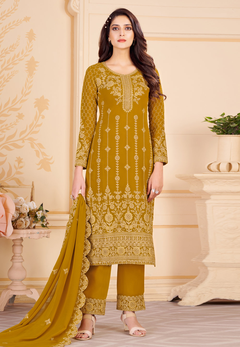 Mustard Georgette Pakistani Suit 258117