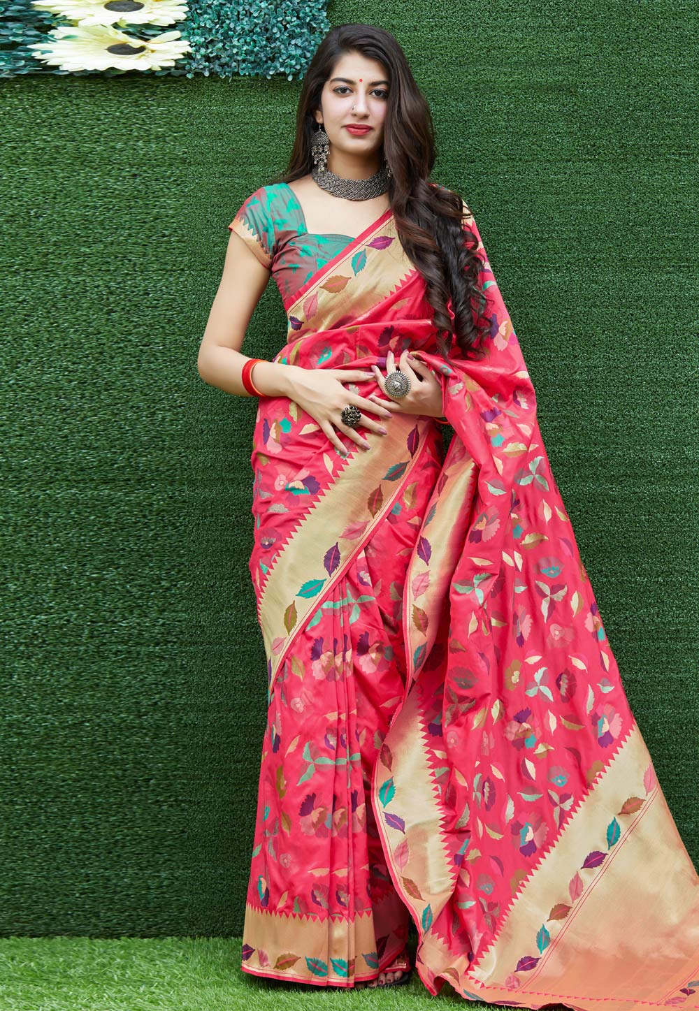 Pink Banarasi Silk Festival Wear Saree 211496