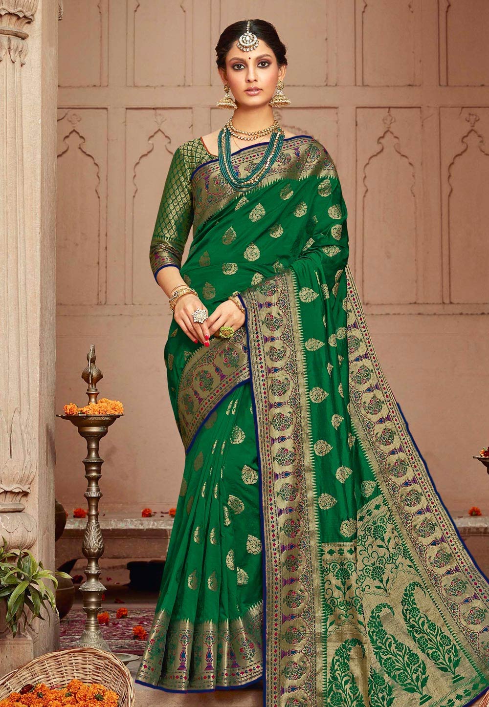 Green Silk Festival Wear Saree 196833