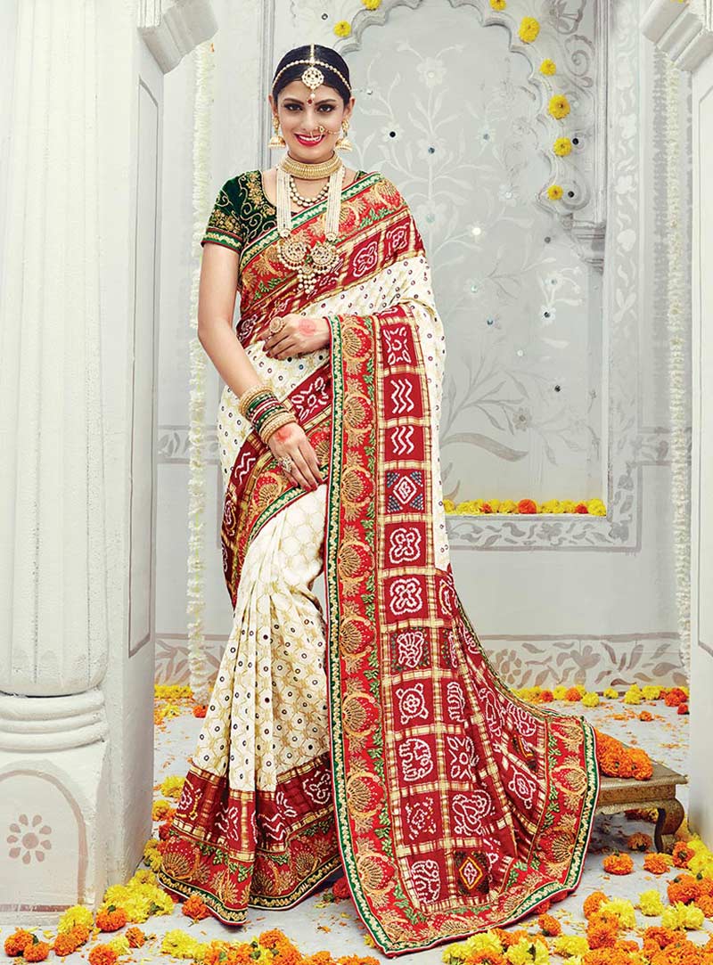 Beige Banarasi Silk Wedding Saree 78204