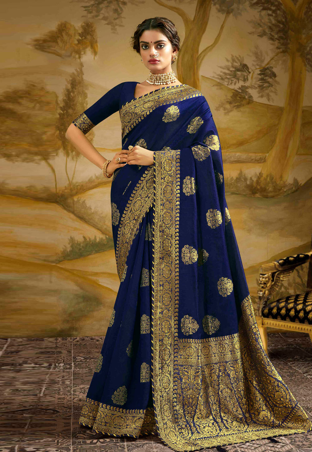 Blue Silk Festival Wear Saree 225476