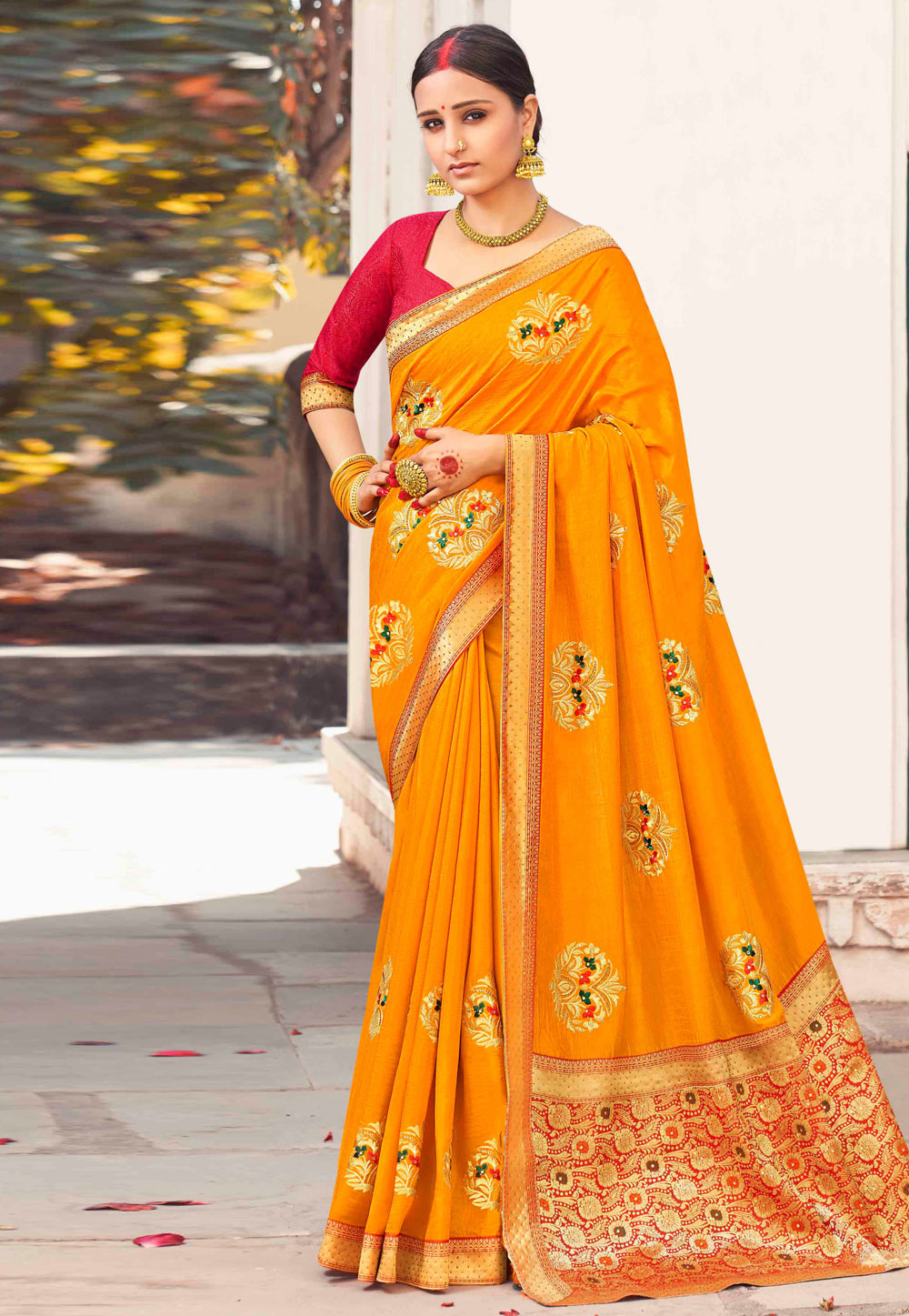 Yellow Banarasi Silk Festival Wear Saree 225407