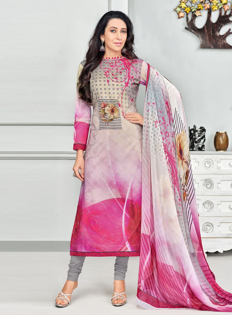 Karisma Kapoor Pink Pure Cotton Churidar Suit 136270