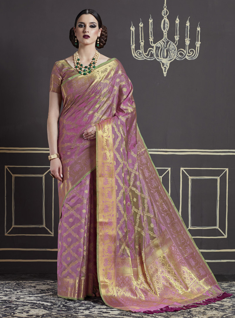 Light Purple Silk Festival Wear Saree 136391