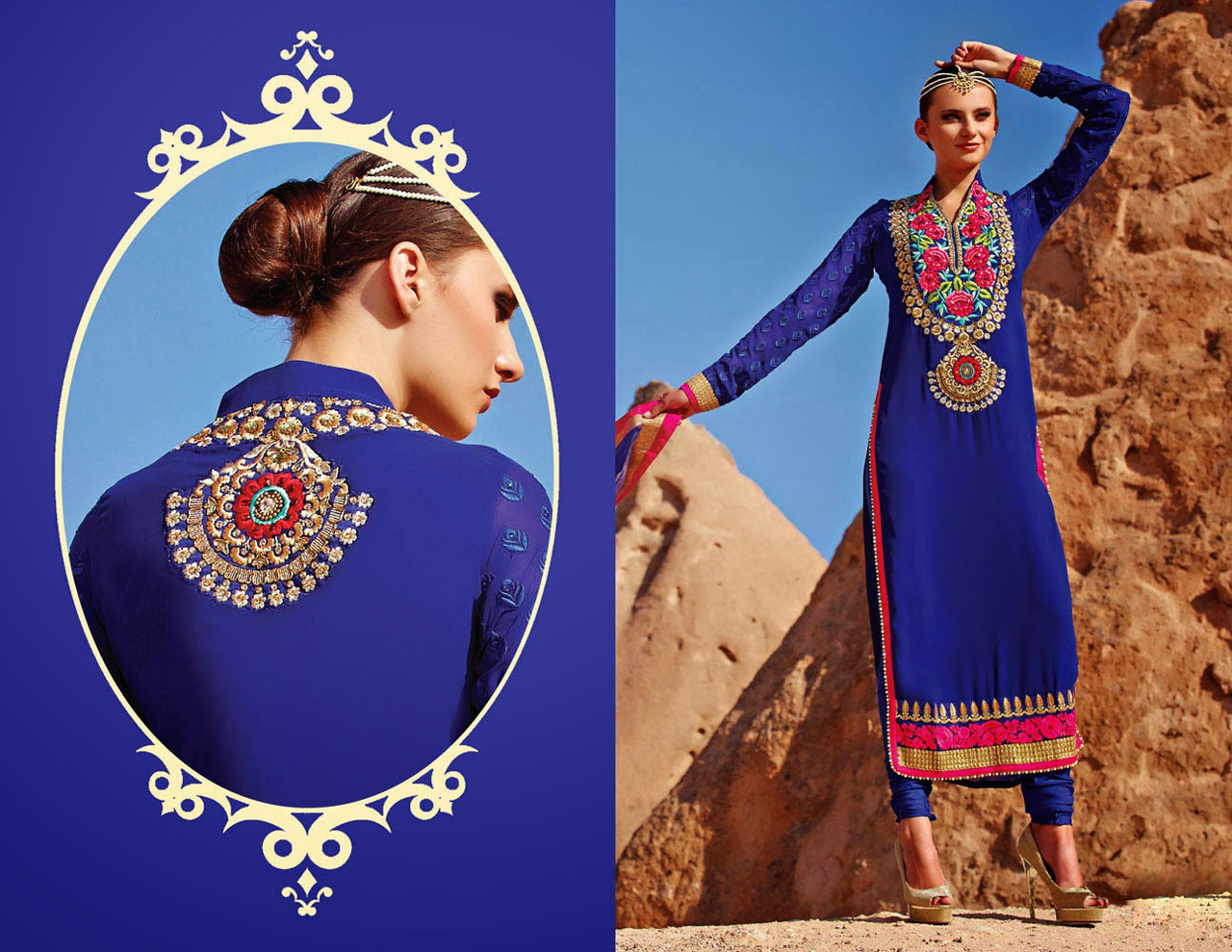 Blue Fauux Georgette Pakistani Suit 38263