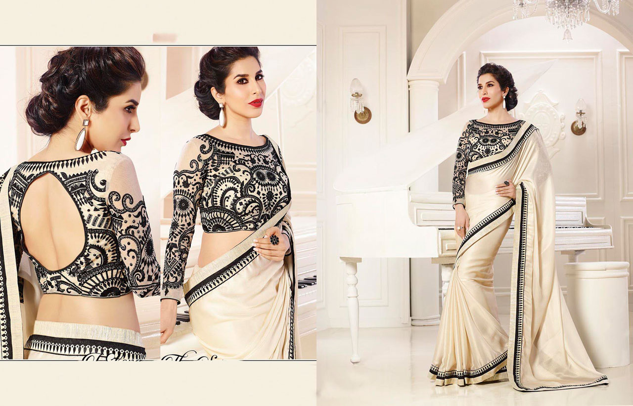 Sophie Choudry White Shimmer Bollywood Saree 43498