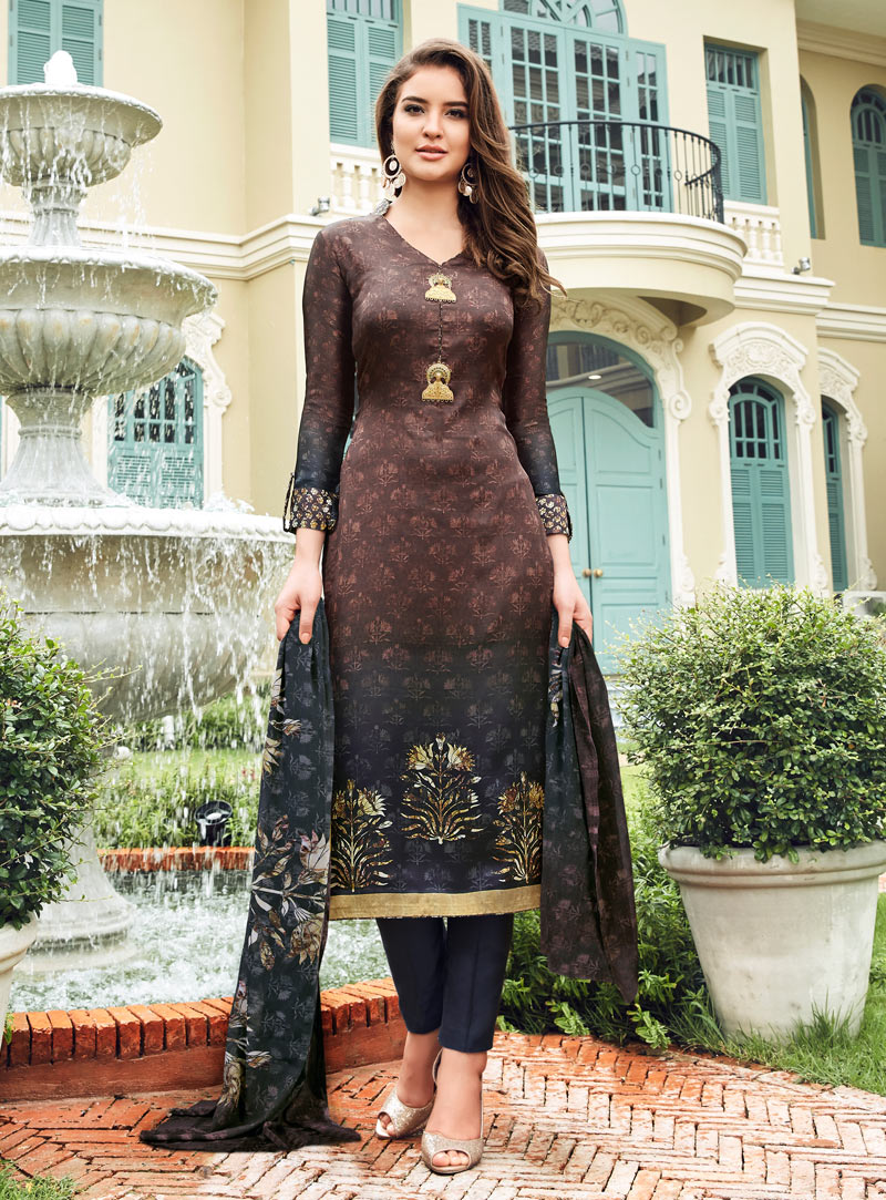 Brown Satin Pant Style Suit 143363