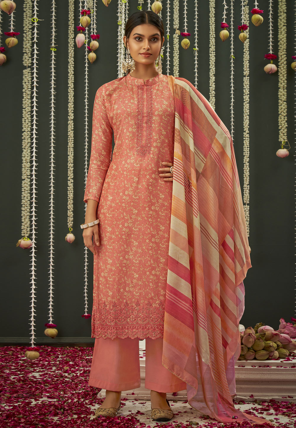 Pink Cotton Silk Kameez With Palazzo 245423