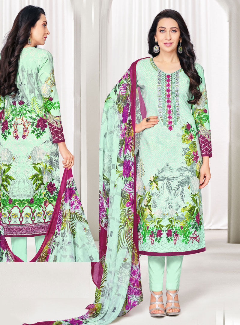 Karisma Kapoor Light Green Cotton Pant Style Suit 137349