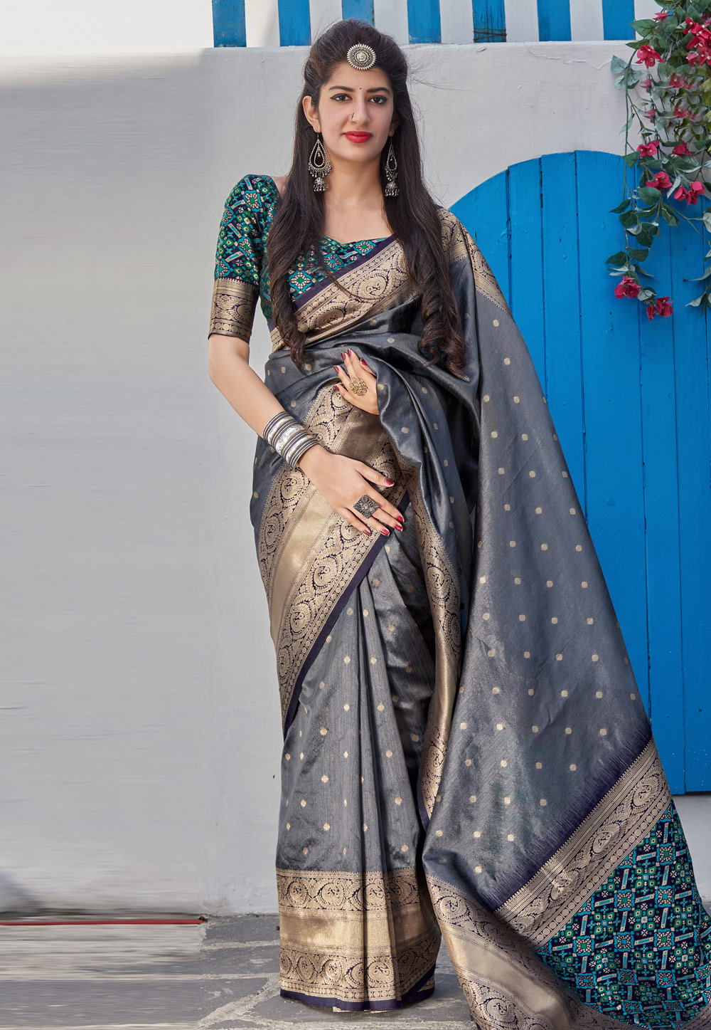 Grey Banarasi Festival Wear Saree 209961