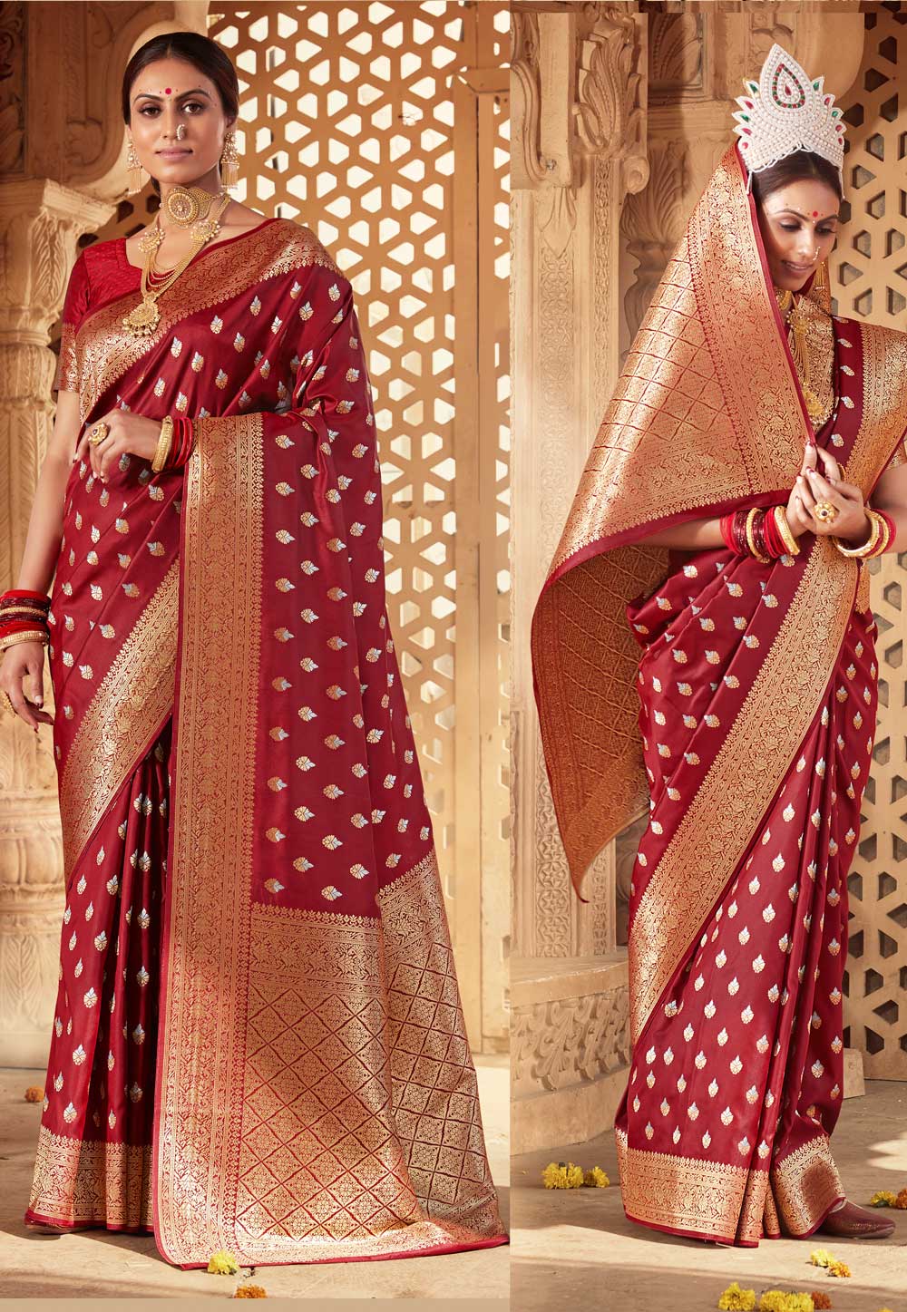 Maroon Banarasi Silk Festival Wear Saree 227350