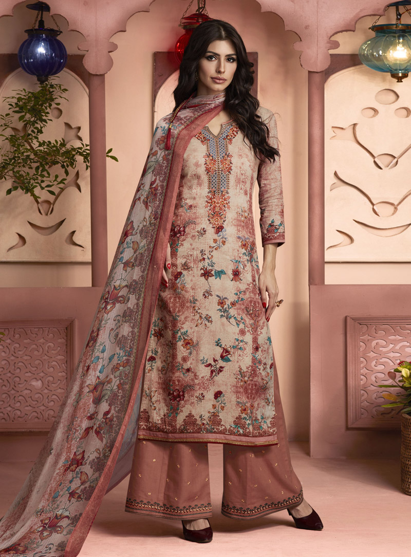 Brown Cotton Kameez With Palazzo 138834
