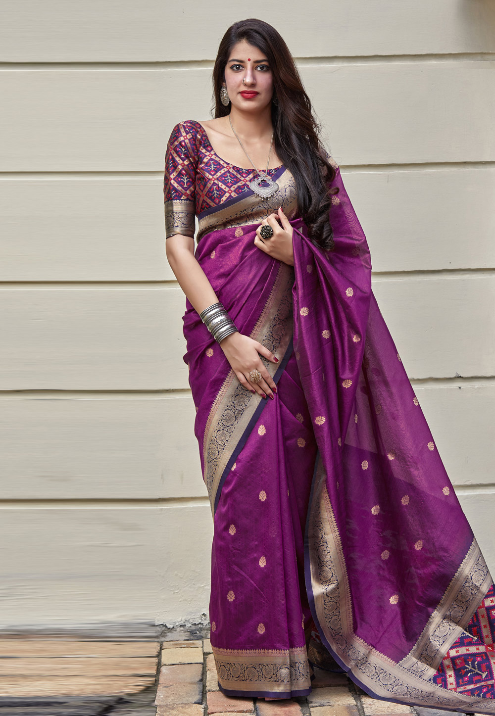 Violet Banarasi Festival Wear Saree 209965