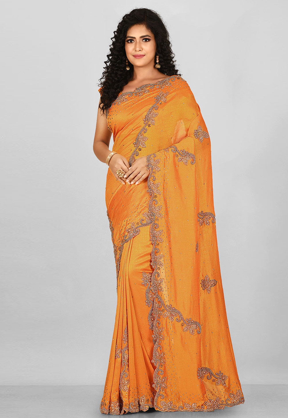Orange Art Silk Festival Wear Saree 242950