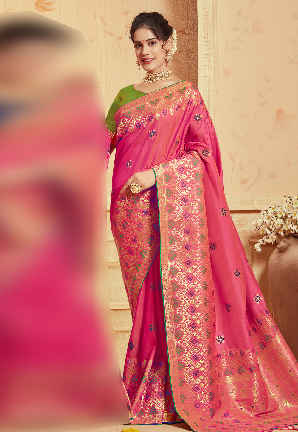 Pink Banarasi Silk Party Wear Saree 193924