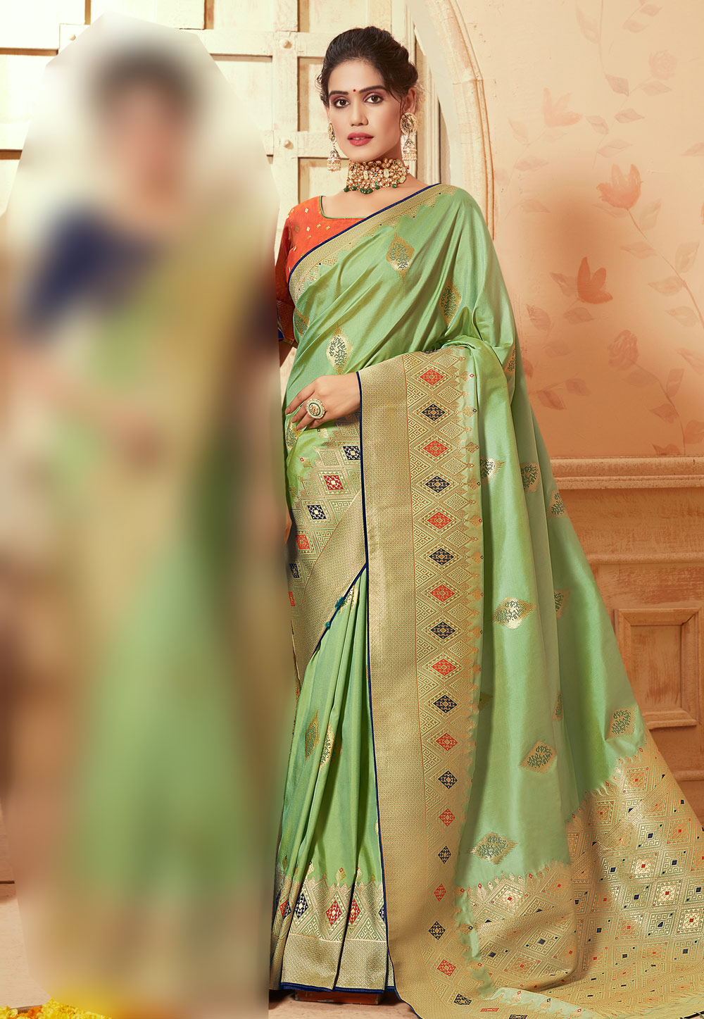 Light Green Banarasi Silk Party Wear Saree 193928