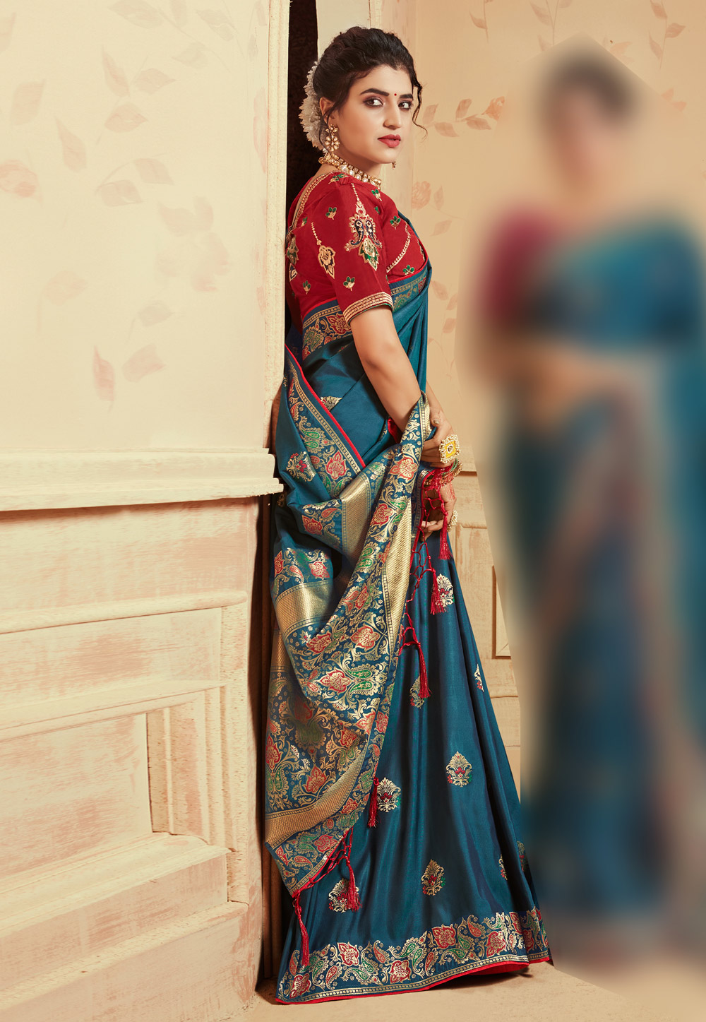 Blue Banarasi Silk Saree With Blouse 193933