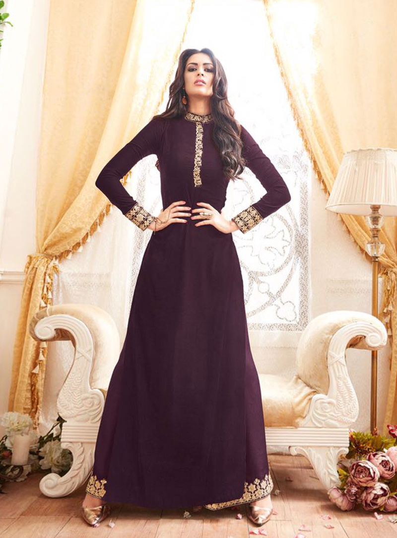Purple Georgette Palazzo Style Suit 81075