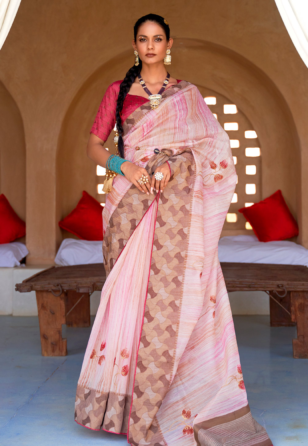 Pink Silk Saree With Blouse 247074