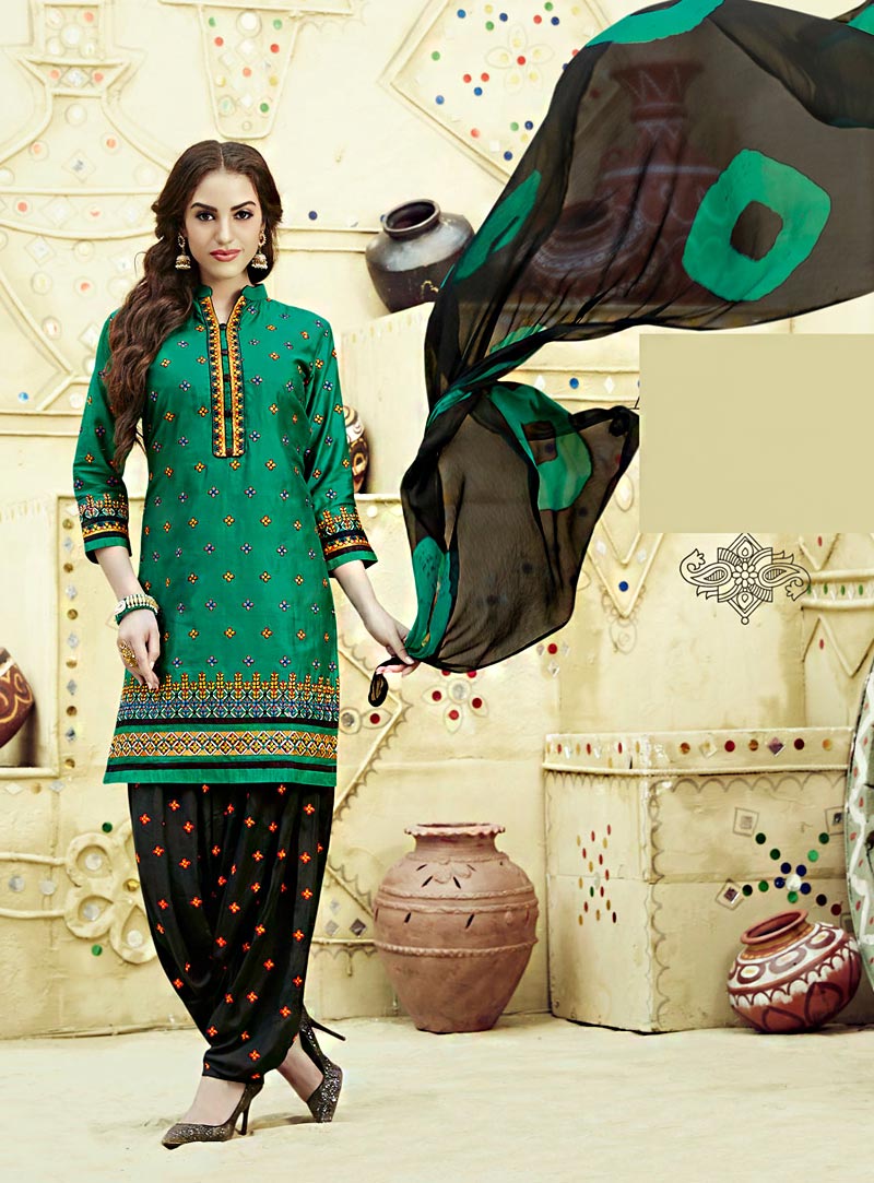 Green Cotton Punjabi Suit 69630