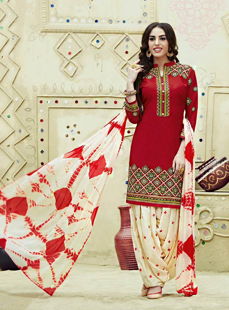 Red Cotton Punjabi Suit 69634