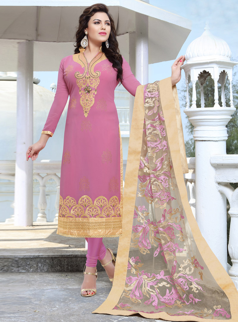 Pink Georgette Churidar Salwar Suit 93769
