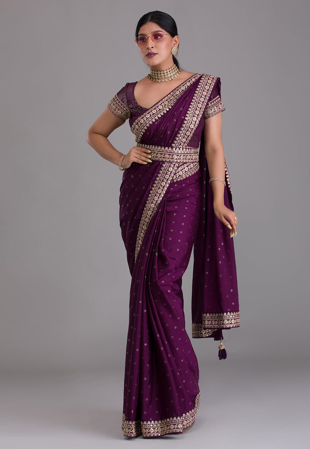 Purple Art Silk Saree With Blouse 256738