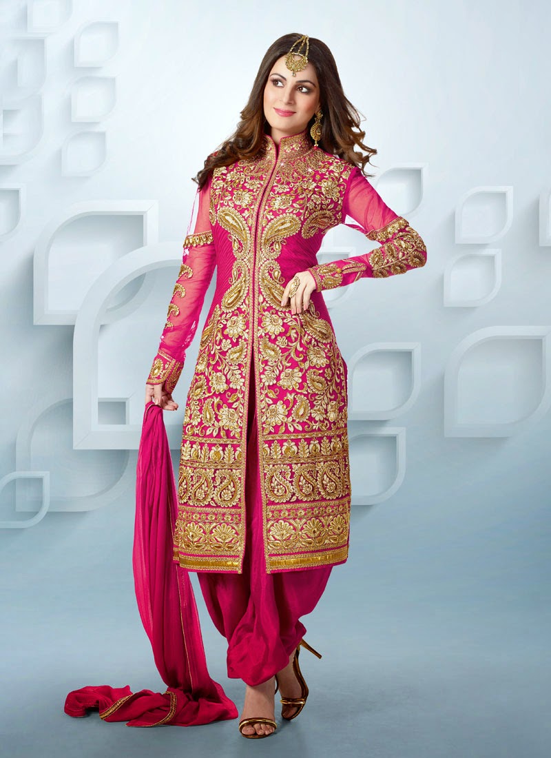 Pink Flower Patch Work Designer Wedding Salwar Suit 39158