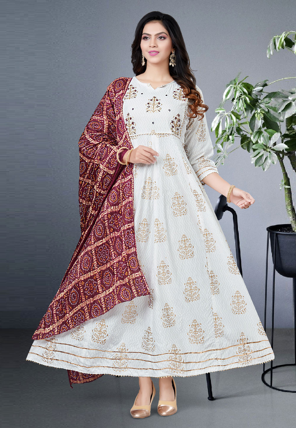 White Rayon Gown 250484