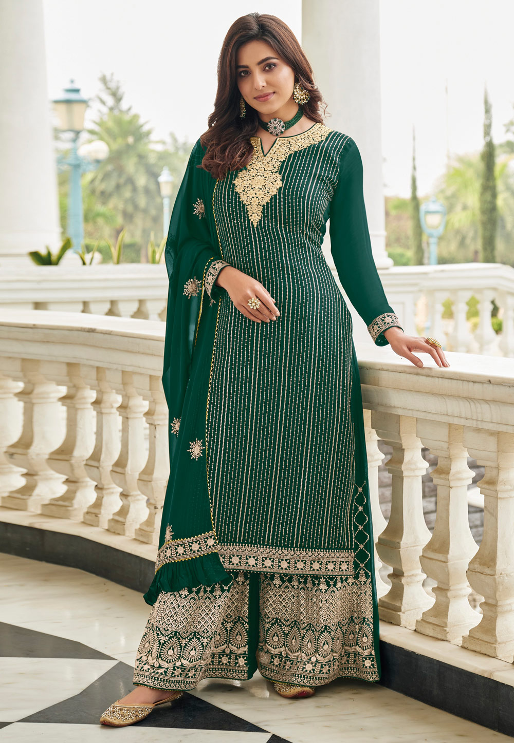 Green Georgette Pakistani Suit 250687
