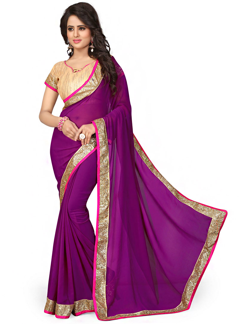 Purple Georgette Saree With Blouse 70728