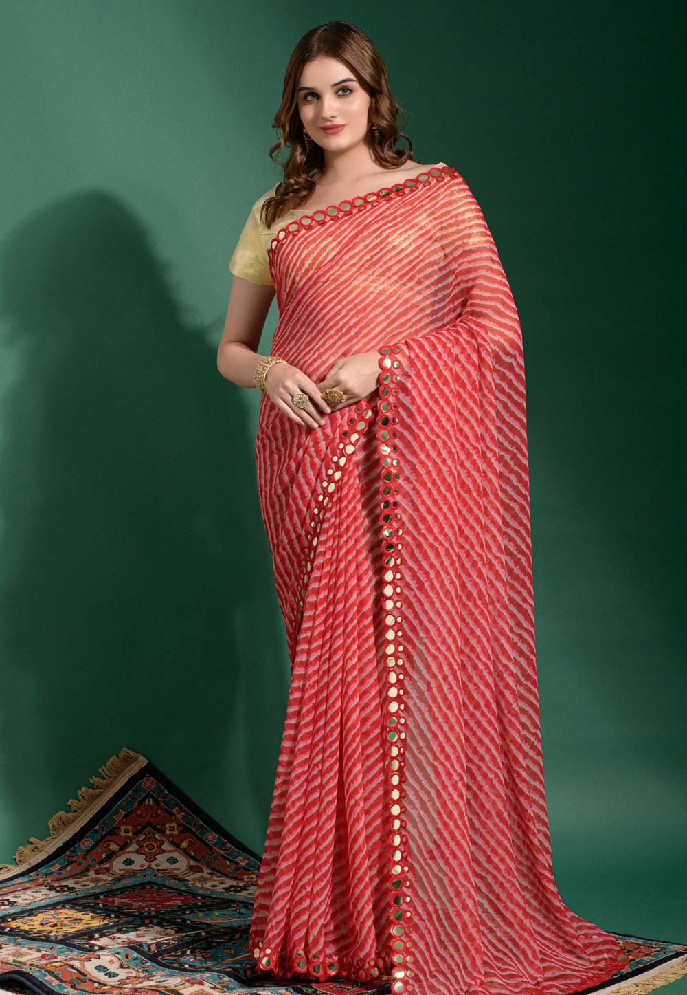 Red Chiffon Light Weight Saree 263108