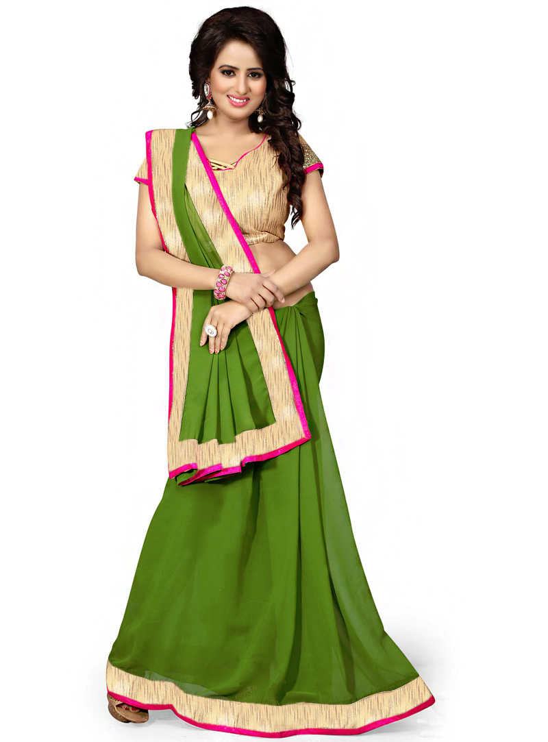 Green Georgette Saree With Blouse 70729