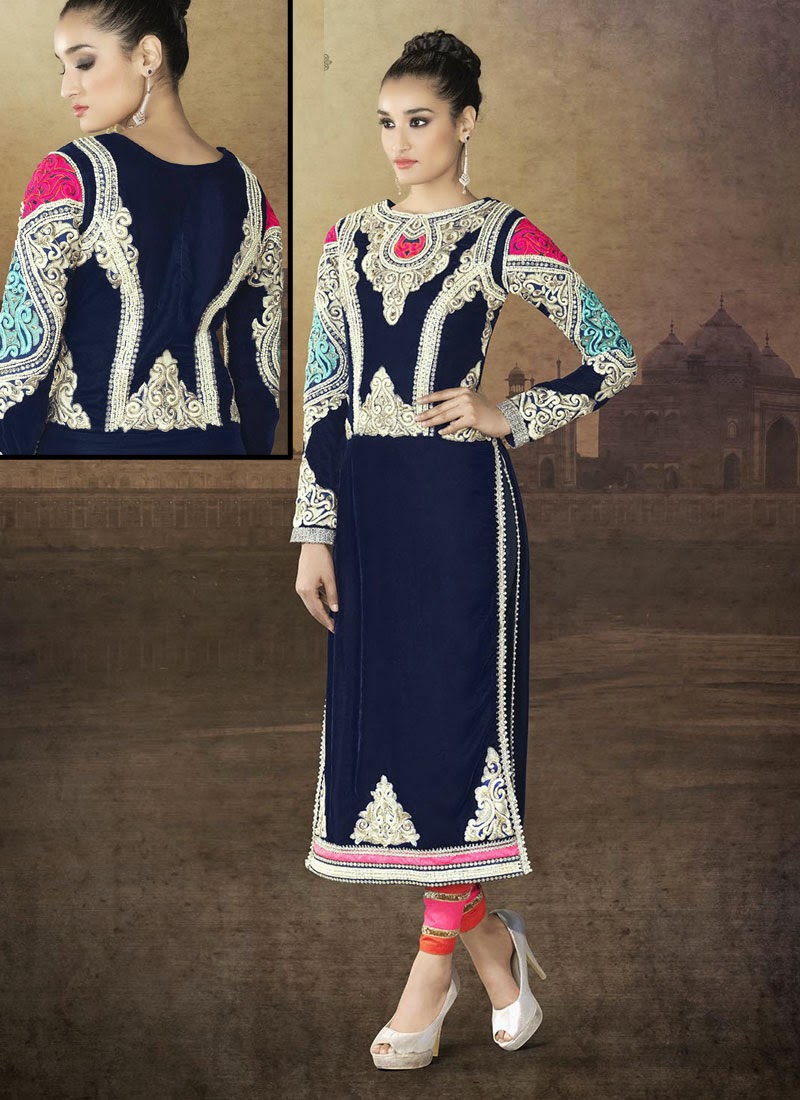 Blue Embroidered Designer Party Wear Suit 40903