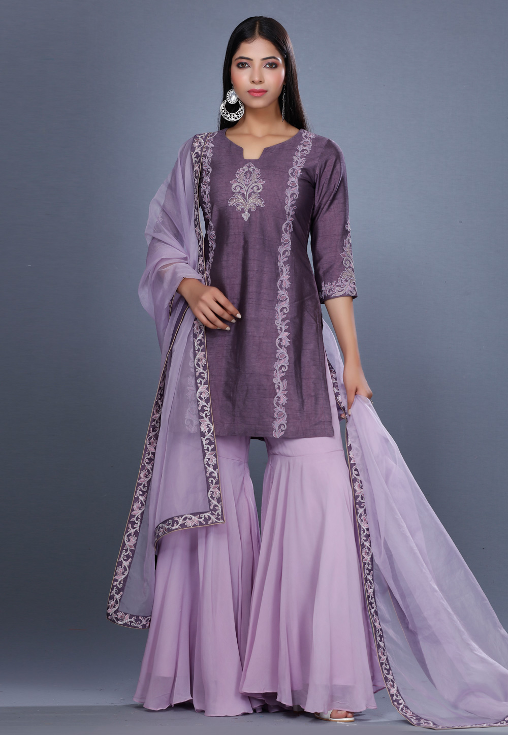 Light Purple Raw Silk Pakistani Suit 271211