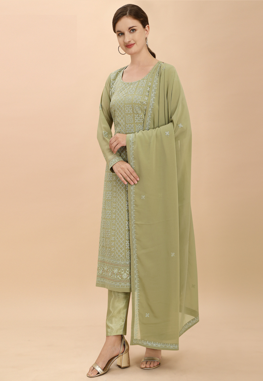 Light Green Georgette Kameez With Pant 234770